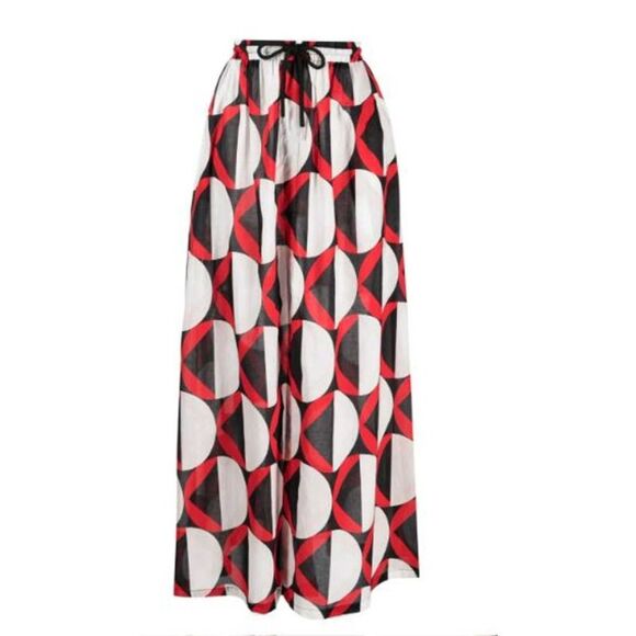 Cynthia Rowley Women's graphic-print high-waist Maxi Skirt XS NWT 325 RED - Picture 3 of 9